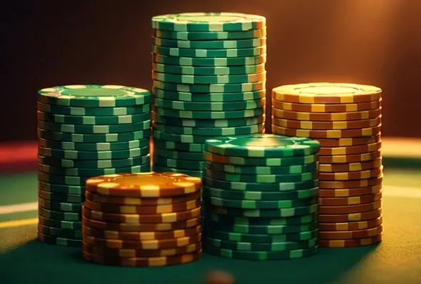 Pila de fichas de casino que representa la gestión del bankroll