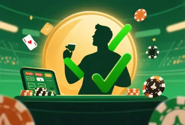 Silhouette of a bettor beside a green tick, representing safe and responsible betting