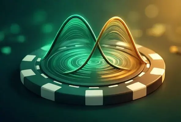 Curva de campana que ilustra la varianza del poker y la desviación estándar