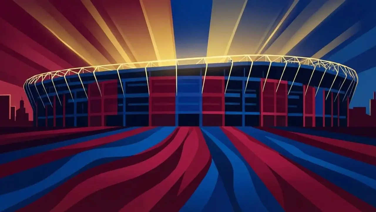 FC Barcelona blaugrana colors with Camp Nou architectural elements