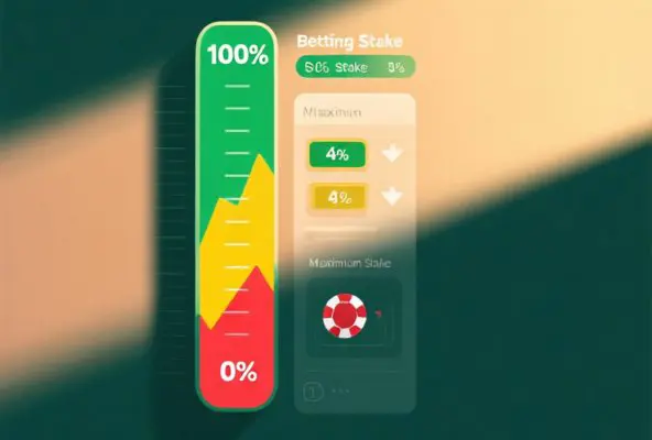 Editorial illustration showing betting stake restrictions with visual meter going from full limit to zero