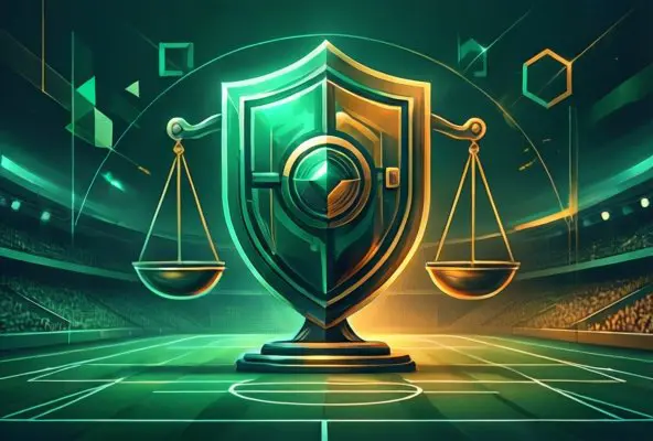 Bankroll management concept - Editorial illustration showing financial protection and strategy with emerald green and golden amber colors