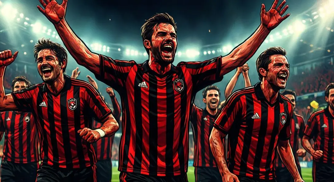 AC Milan players celebrating 2021-22 Serie A title victory