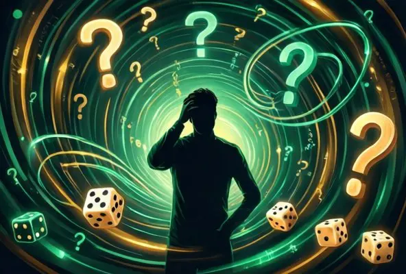 Abstract visual representing the gambler's fallacy and pattern recognition errors in betting
