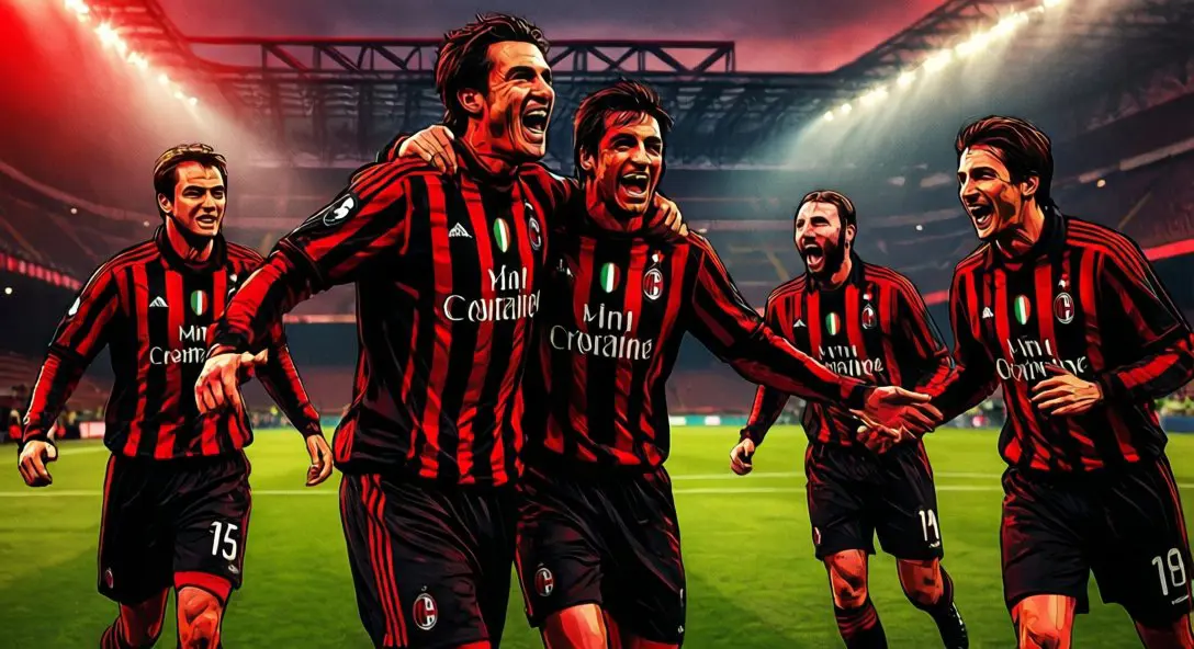 AC Milan players celebrating at San Siro stadium